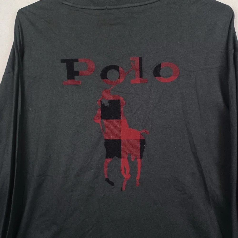 Polo Ralph Lauren Men's 4XLT Big Tall Long Sleeve Shirt Black Graphic Tee NWOT